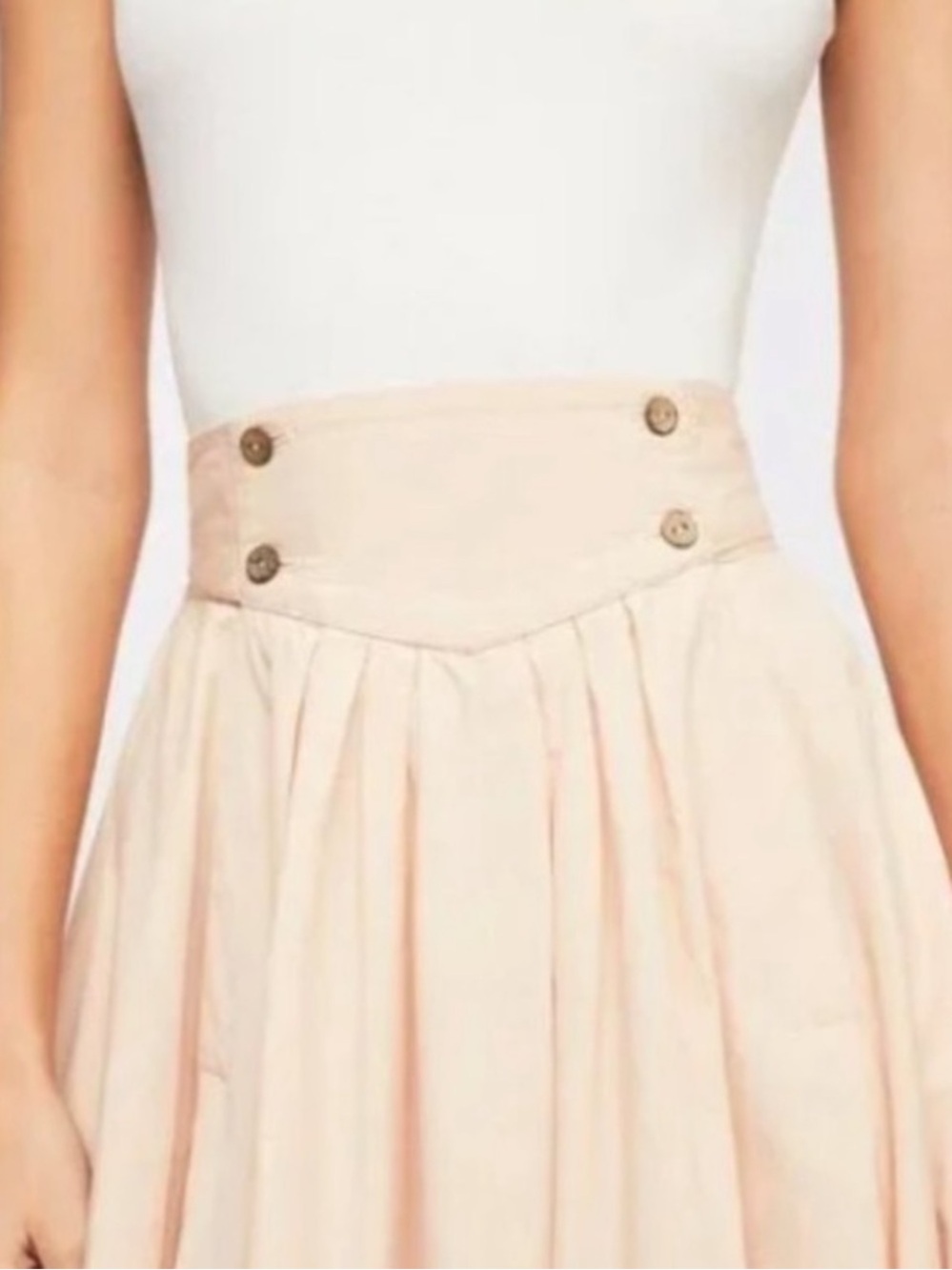 Free People Sunrise Midi Skirt Peach Basque Waist Cotton M Endless Summer - Picture 9 of 10